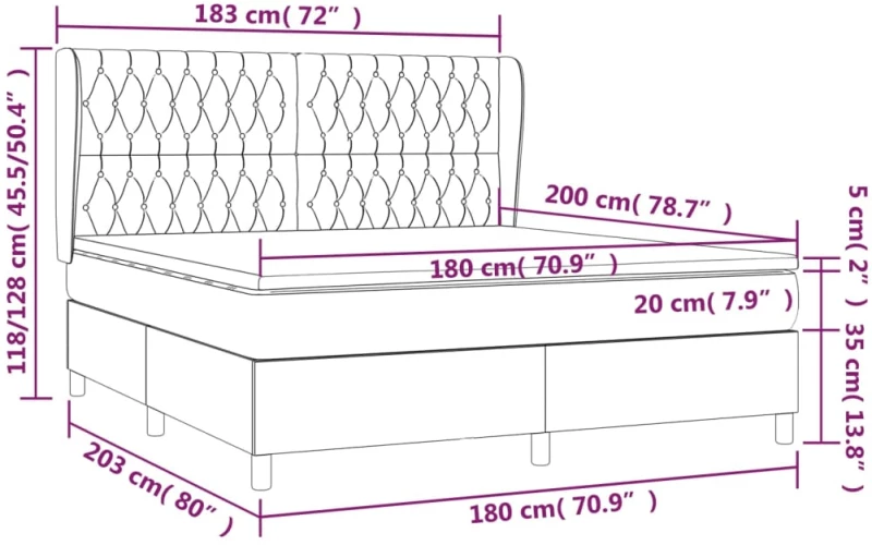 ΚΡΕΒΑΤΙ BOXSPRING ΜΕ ΣΤΡΩΜΑ ΣΚΟΥΡΟ ΓΚΡΙ 180X200 ΕΚ ΥΦΑΣΜΑΤΙΝ 3128782