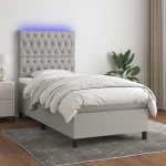 ΚΡΕΒΑΤΙ BOXSPRING ΜΕ ΣΤΡΩΜΑ & LED ΑΝ.ΓΚΡΙ 90X190 ΕΚ. ΥΦΑΣΜΑΤΙΝΟ 3135077