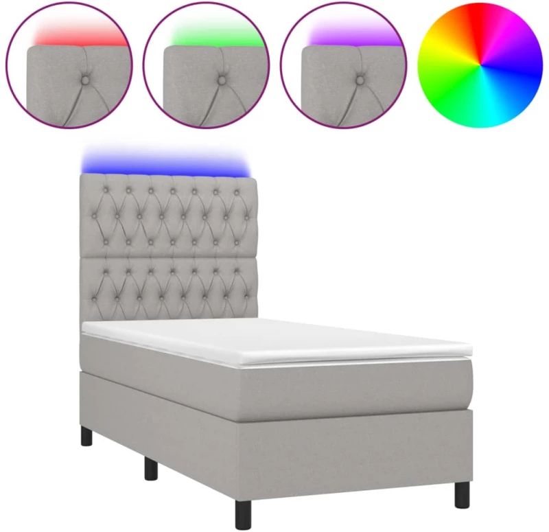ΚΡΕΒΑΤΙ BOXSPRING ΜΕ ΣΤΡΩΜΑ & LED ΑΝ.ΓΚΡΙ 90X190 ΕΚ. ΥΦΑΣΜΑΤΙΝΟ 3135077