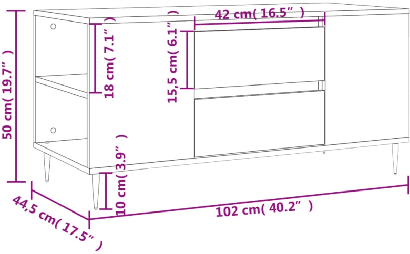 ΤΡΑΠΕΖΑΚΙ ΣΑΛΟΝΙΟΥ ΜΑΥΡΟ 102X44,5X50 ΕΚ. ΑΠΟ ΕΠΕΞΕΡΓΑΣΜΕΝΟ ΞΥΛΟ 830989