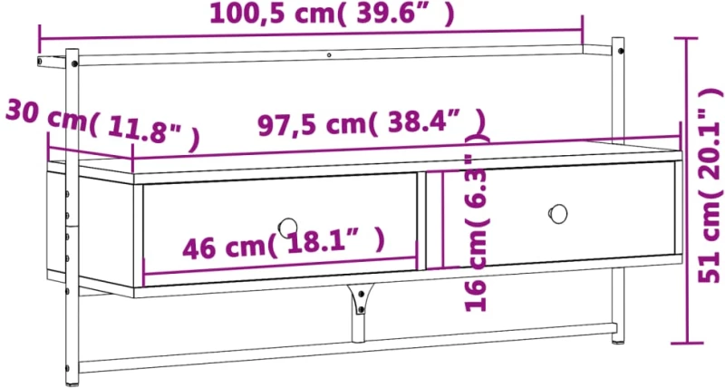 ΈΠΙΠΛΟ ΤΗΛΕΟΡΑΣΗΣ ΕΠΙΤΟΙΧΙΟ ΓΚΡΙ SONOMA 100,5X30X51 ΕΚ ΕΠ. ΞΥΛΟ 833461