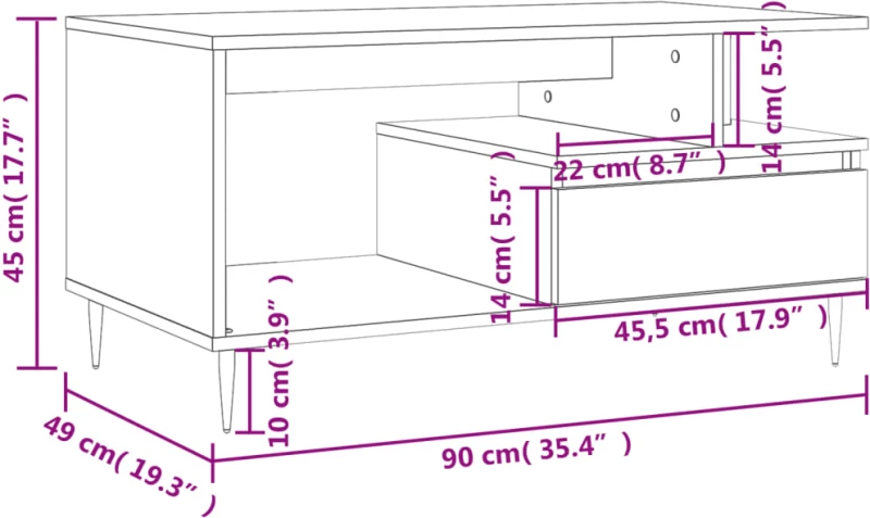 ΤΡΑΠΕΖΑΚΙ ΣΑΛΟΝΙΟΥ ΛΕΥΚΟ 90 X 49 X45 ΕΚ. ΑΠΟ ΕΠΕΞΕΡΓΑΣΜΕΝΟ ΞΥΛΟ 831012
