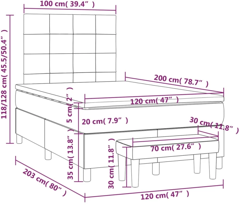 ΚΡΕΒΑΤΙ BOXSPRING ΜΕ ΣΤΡΩΜΑ ΜΑΥΡΟ 120 X 200 ΕΚ. ΒΕΛΟΥΔΙΝΟ 3137835