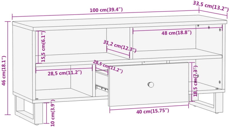 ΈΠΙΠΛΟ ΤΗΛΕΟΡΑΣΗΣ ΚΑΦΕ/ΜΑΥΡΟ 100X33,5X46 ΕΚ. ΜΑΣΙΦ ΞΥΛΟ ΜΑΝΓΚΟ 356799