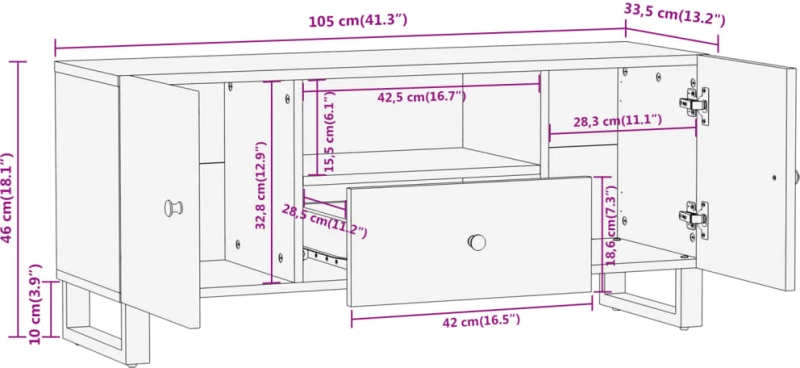 ΈΠΙΠΛΟ ΤΗΛΕΟΡΑΣΗΣ ΚΑΦΕ/ΜΑΥΡΟ 105X33,5X46 ΕΚ. ΜΑΣΙΦ ΞΥΛΟ ΜΑΝΓΚΟ 356797