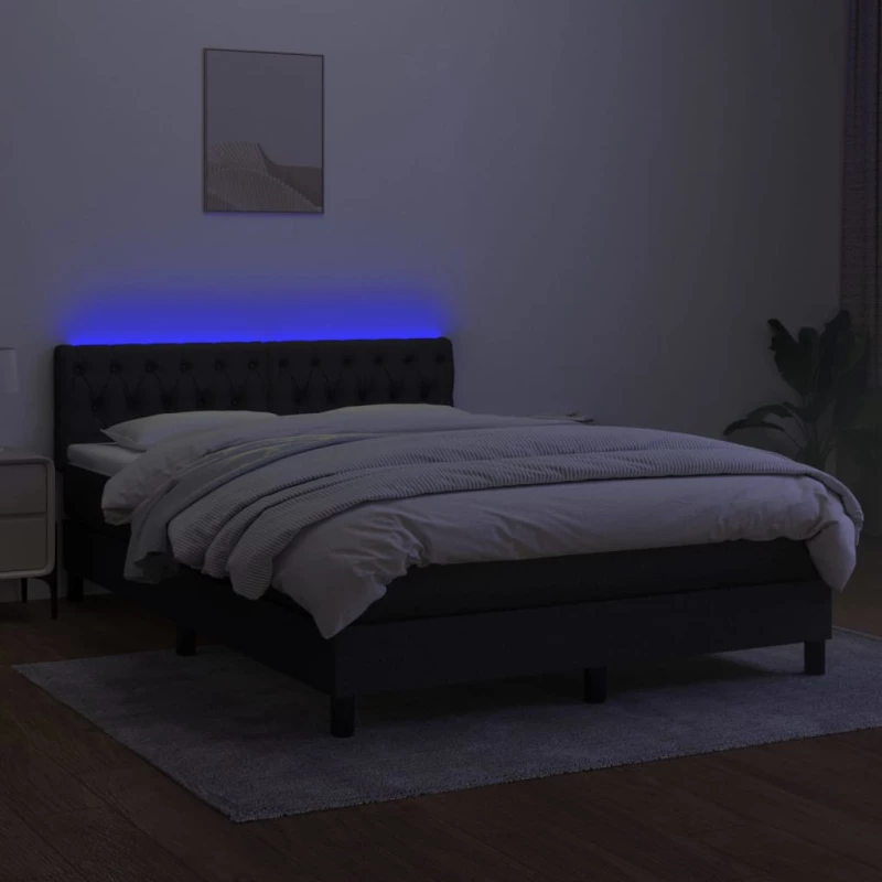 ΚΡΕΒΑΤΙ BOXSPRING ΜΕ ΣΤΡΩΜΑ & LED ΜΑΥΡΟ 140X200 ΕΚ. ΥΦΑΣΜΑΤΙΝΟ 3133399
