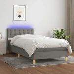 ΚΡΕΒΑΤΙ BOXSPRING ΜΕ ΣΤΡΩΜΑ & LED ΣΚ.ΓΚΡΙ 90X190 ΕΚ. ΥΦΑΣΜΑΤΙΝΟ 3133998