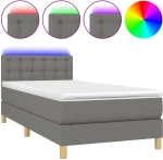 ΚΡΕΒΑΤΙ BOXSPRING ΜΕ ΣΤΡΩΜΑ & LED ΣΚ.ΓΚΡΙ 90X190 ΕΚ. ΥΦΑΣΜΑΤΙΝΟ 3133998