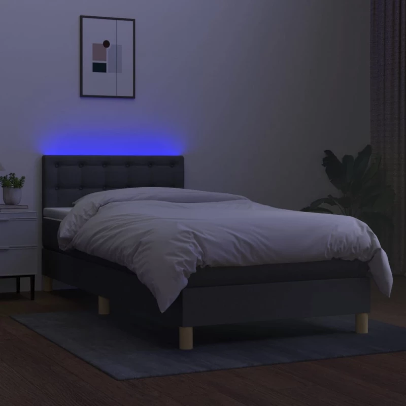 ΚΡΕΒΑΤΙ BOXSPRING ΜΕ ΣΤΡΩΜΑ & LED ΣΚ.ΓΚΡΙ 90X190 ΕΚ. ΥΦΑΣΜΑΤΙΝΟ 3133998