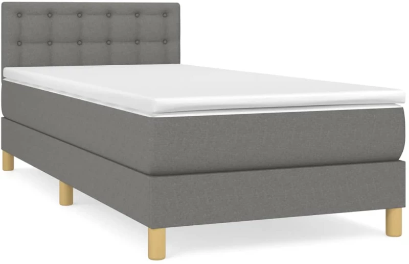 ΚΡΕΒΑΤΙ BOXSPRING ΜΕ ΣΤΡΩΜΑ ΣΚΟΥΡΟ ΓΚΡΙ 90X190 ΕΚ. ΥΦΑΣΜΑΤΙΝΟ 3140898