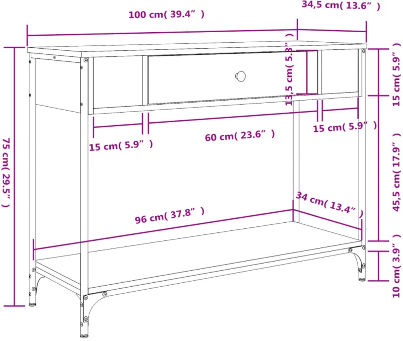 ΤΡΑΠΕΖΙ ΚΟΝΣΟΛΑ ΓΚΡΙ SONOMA 100X34,5X75 ΕΚ. ΕΠΕΞΕΡΓΑΣΜΕΝΟ ΞΥΛΟ 834163