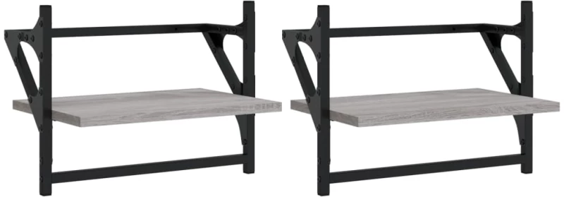 ΡΑΦΙΑ ΤΟΙΧΟΥ ΜΕ ΜΠΑΡΑ 2 ΤΕΜ. ΓΚΡΙ SONOMA 40X25X30 ΕΚ. 836241