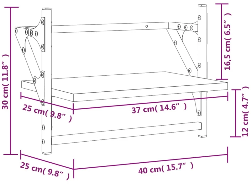 ΡΑΦΙΑ ΤΟΙΧΟΥ ΜΕ ΜΠΑΡΑ 2 ΤΕΜ. ΓΚΡΙ SONOMA 40X25X30 ΕΚ. 836241