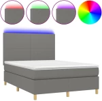 ΚΡΕΒΑΤΙ BOXSPRING ΜΕ ΣΤΡΩΜΑ & LED ΣΚ.ΓΚΡΙ 140X190ΕΚ. ΥΦΑΣΜΑΤΙΝΟ 3135270