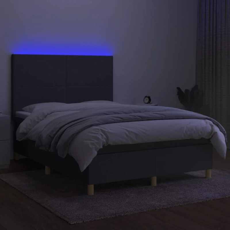 ΚΡΕΒΑΤΙ BOXSPRING ΜΕ ΣΤΡΩΜΑ & LED ΣΚ.ΓΚΡΙ 140X190ΕΚ. ΥΦΑΣΜΑΤΙΝΟ 3135270
