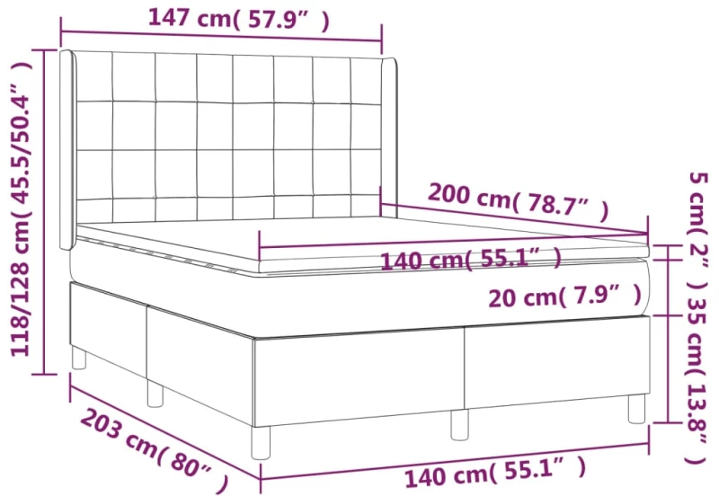ΚΡΕΒΑΤΙ BOXSPRING ΜΕ ΣΤΡΩΜΑ ΑΝΟΙΧΤΟ ΓΚΡΙ 140X200 ΕΚ. ΥΦΑΣΜΑΤΙΝΟ 3131433