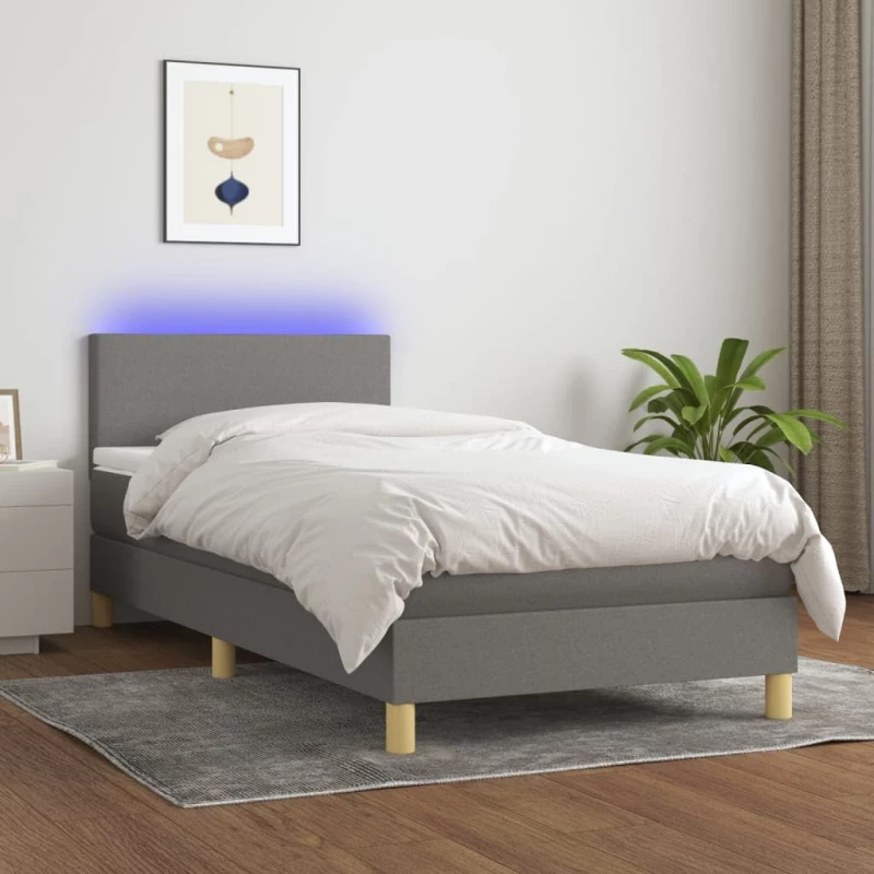 ΚΡΕΒΑΤΙ BOXSPRING ΜΕ ΣΤΡΩΜΑ & LED ΣΚ.ΓΚΡΙ 90X200 ΕΚ. ΥΦΑΣΜΑΤΙΝΟ 3133526