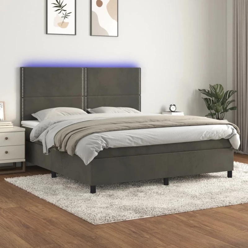 ΚΡΕΒΑΤΙ BOXSPRING ΜΕ ΣΤΡΩΜΑ & LED ΣΚ. ΓΚΡΙ 180X200ΕΚ. ΒΕΛΟΥΔΙΝΟ 3136078