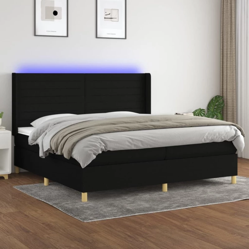 ΚΡΕΒΑΤΙ BOXSPRING ΜΕ ΣΤΡΩΜΑ & LED ΜΑΥΡΟ 200X200 ΕΚ. ΥΦΑΣΜΑΤΙΝΟ 3138983
