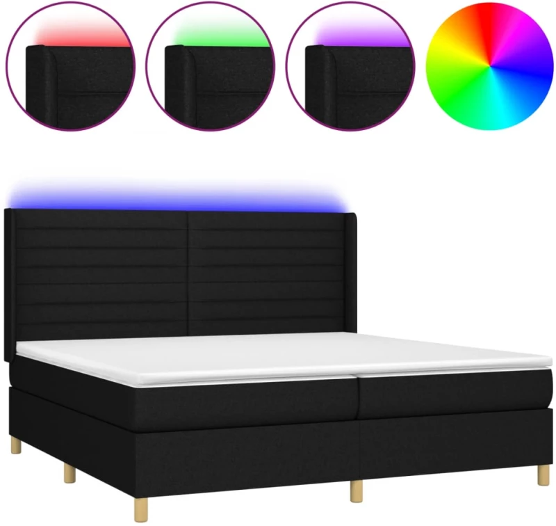ΚΡΕΒΑΤΙ BOXSPRING ΜΕ ΣΤΡΩΜΑ & LED ΜΑΥΡΟ 200X200 ΕΚ. ΥΦΑΣΜΑΤΙΝΟ 3138983