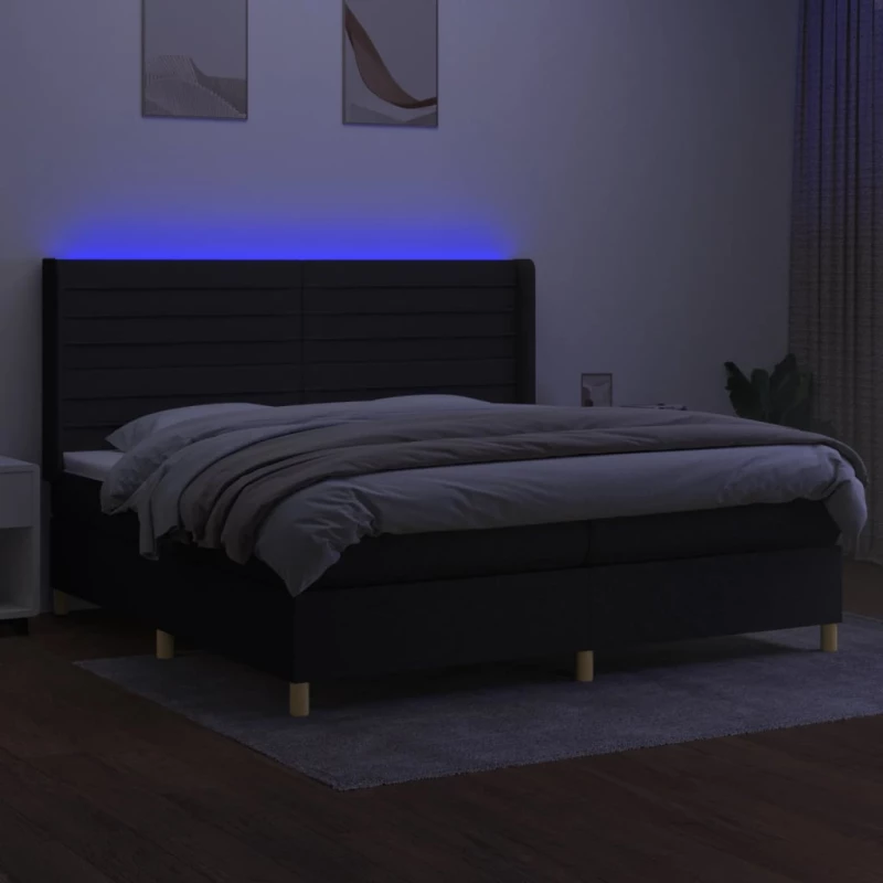 ΚΡΕΒΑΤΙ BOXSPRING ΜΕ ΣΤΡΩΜΑ & LED ΜΑΥΡΟ 200X200 ΕΚ. ΥΦΑΣΜΑΤΙΝΟ 3138983