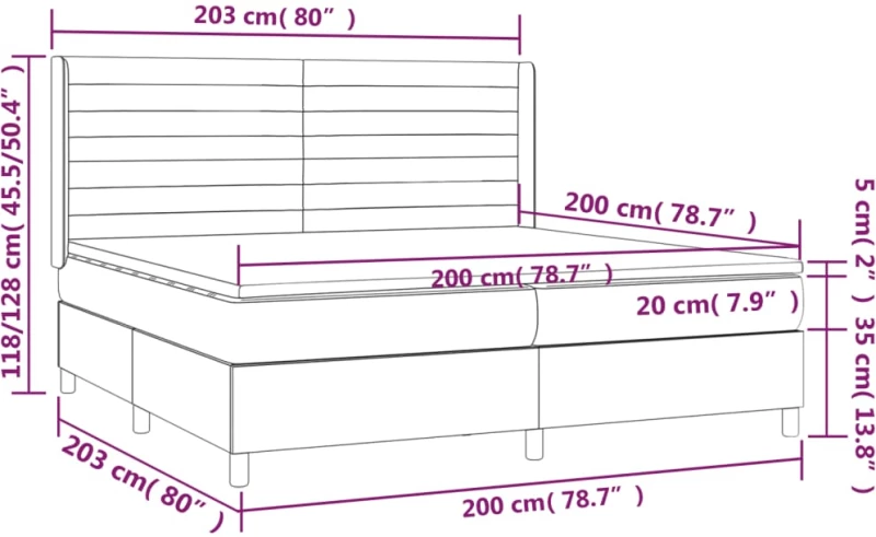 ΚΡΕΒΑΤΙ BOXSPRING ΜΕ ΣΤΡΩΜΑ & LED ΜΑΥΡΟ 200X200 ΕΚ. ΥΦΑΣΜΑΤΙΝΟ 3138983
