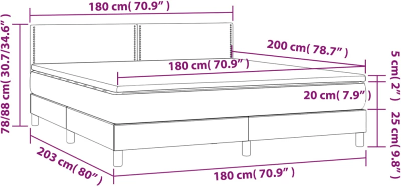 ΚΡΕΒΑΤΙ BOXSPRING ΜΕ ΣΤΡΩΜΑ ΣΚΟΥΡΟ ΓΚΡΙ 180X200 ΕΚ. ΒΕΛΟΥΔΙΝΟ 3141258