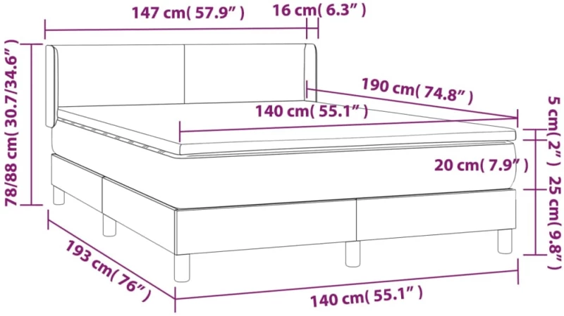 ΚΡΕΒΑΤΙ BOXSPRING ΜΕ ΣΤΡΩΜΑ ΜΑΥΡΟ 140X190ΕΚ.ΑΠΟ ΣΥΝΘΕΤΙΚΟ ΔΕΡΜΑ 3130655