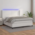 ΚΡΕΒΑΤΙ BOXSPRING ΜΕ ΣΤΡΩΜΑ & LED ΛΕΥΚΟ 180X200 ΕΚ. ΣΥΝΘ. ΔΕΡΜΑ 3139278