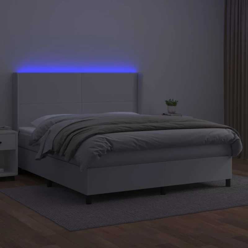 ΚΡΕΒΑΤΙ BOXSPRING ΜΕ ΣΤΡΩΜΑ & LED ΛΕΥΚΟ 180X200 ΕΚ. ΣΥΝΘ. ΔΕΡΜΑ 3139278