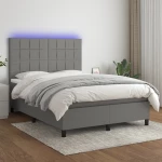 ΚΡΕΒΑΤΙ BOXSPRING ΜΕ ΣΤΡΩΜΑ & LED ΣΚ.ΓΚΡΙ 140X190ΕΚ. ΥΦΑΣΜΑΤΙΝΟ 3134870