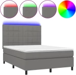 ΚΡΕΒΑΤΙ BOXSPRING ΜΕ ΣΤΡΩΜΑ & LED ΣΚ.ΓΚΡΙ 140X190ΕΚ. ΥΦΑΣΜΑΤΙΝΟ 3134870