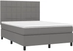 ΚΡΕΒΑΤΙ BOXSPRING ΜΕ ΣΤΡΩΜΑ & LED ΣΚ.ΓΚΡΙ 140X190ΕΚ. ΥΦΑΣΜΑΤΙΝΟ 3134870