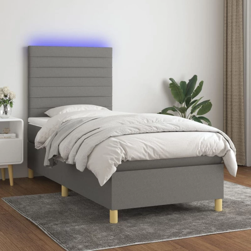 ΚΡΕΒΑΤΙ BOXSPRING ΜΕ ΣΤΡΩΜΑ & LED ΣΚ.ΓΚΡΙ 100X200 ΕΚ ΥΦΑΣΜΑΤΙΝΟ 3135494