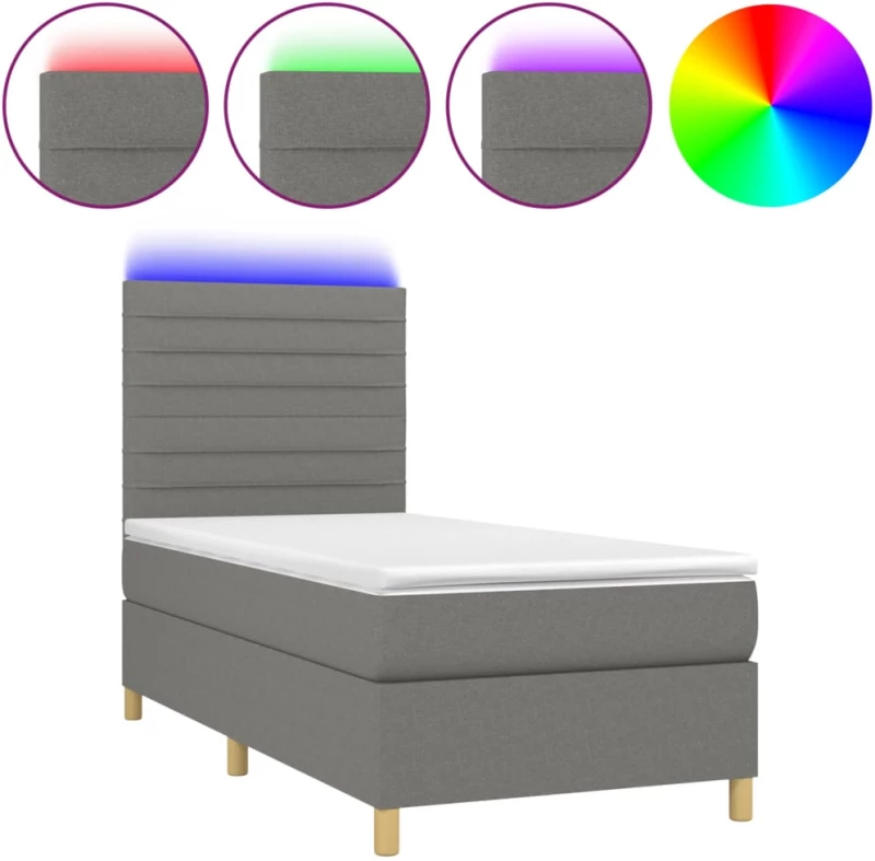 ΚΡΕΒΑΤΙ BOXSPRING ΜΕ ΣΤΡΩΜΑ & LED ΣΚ.ΓΚΡΙ 100X200 ΕΚ ΥΦΑΣΜΑΤΙΝΟ 3135494