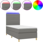 ΚΡΕΒΑΤΙ BOXSPRING ΜΕ ΣΤΡΩΜΑ & LED ΣΚ.ΓΚΡΙ 100X200 ΕΚ ΥΦΑΣΜΑΤΙΝΟ 3135494