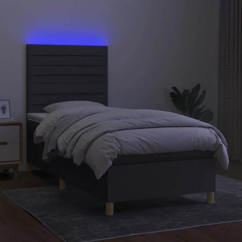 ΚΡΕΒΑΤΙ BOXSPRING ΜΕ ΣΤΡΩΜΑ & LED ΣΚ.ΓΚΡΙ 100X200 ΕΚ ΥΦΑΣΜΑΤΙΝΟ 3135494
