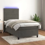 ΚΡΕΒΑΤΙ BOXSPRING ΜΕ ΣΤΡΩΜΑ & LED ΣΚ. ΓΚΡΙ 100X200ΕΚ. ΒΕΛΟΥΔΙΝΟ 3136168