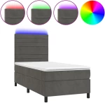 ΚΡΕΒΑΤΙ BOXSPRING ΜΕ ΣΤΡΩΜΑ & LED ΣΚ. ΓΚΡΙ 100X200ΕΚ. ΒΕΛΟΥΔΙΝΟ 3136168