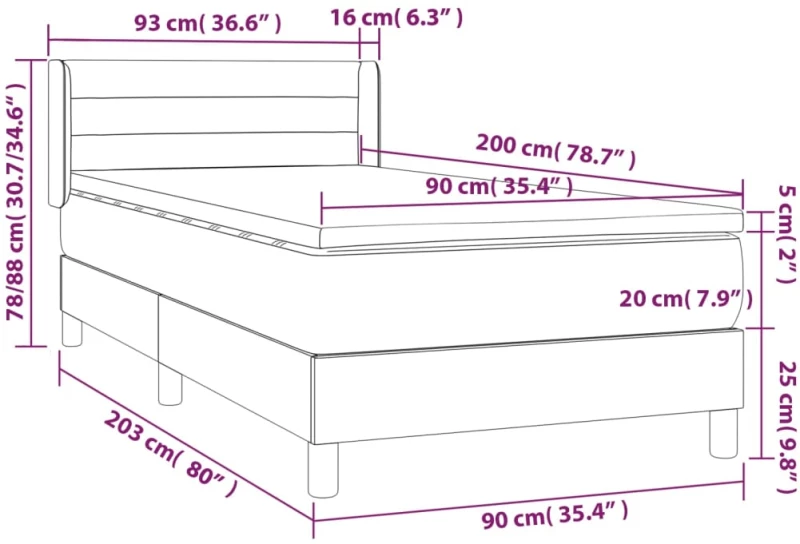 ΚΡΕΒΑΤΙ BOXSPRING ΜΕ ΣΤΡΩΜΑ ΣΚΟΥΡΟ ΓΚΡΙ 90X200 ΕΚ. ΥΦΑΣΜΑΤΙΝΟ 3129762