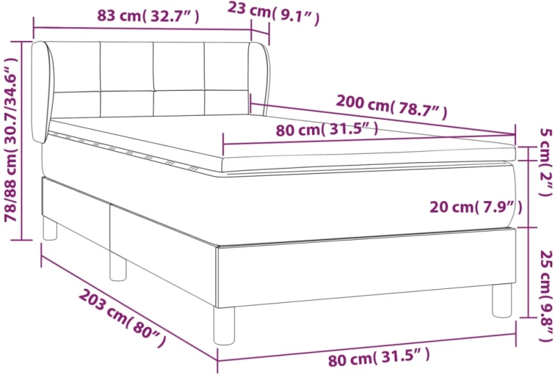 ΚΡΕΒΑΤΙ BOXSPRING ΜΕ ΣΤΡΩΜΑ ΑΝΟΙΧΤΟ ΓΚΡΙ 80X200 ΕΚ. ΥΦΑΣΜΑΤΙΝΟ 3126197