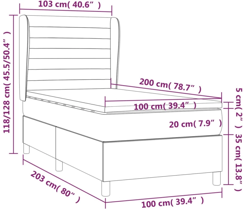 ΚΡΕΒΑΤΙ BOXSPRING ΜΕ ΣΤΡΩΜΑ ΣΚΟΥΡΟ ΜΠΛΕ 100X200 ΕΚ. ΒΕΛΟΥΔΙΝΟ 3129259