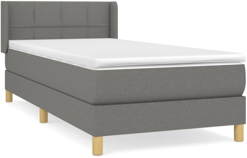 ΚΡΕΒΑΤΙ BOXSPRING ΜΕ ΣΤΡΩΜΑ ΣΚΟΥΡΟ ΓΚΡΙ 90X190 ΕΚ. ΥΦΑΣΜΑΤΙΝΟ 3130234
