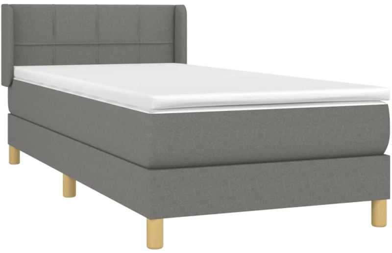 ΚΡΕΒΑΤΙ BOXSPRING ΜΕ ΣΤΡΩΜΑ ΣΚΟΥΡΟ ΓΚΡΙ 90X190 ΕΚ. ΥΦΑΣΜΑΤΙΝΟ 3130234