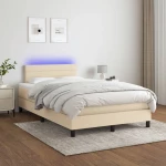 ΚΡΕΒΑΤΙ BOXSPRING ΜΕ ΣΤΡΩΜΑ & LED ΚΡΕΜ 120X200 ΕΚ. ΥΦΑΣΜΑΤΙΝΟ 3133226