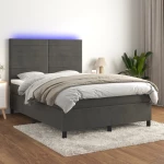 ΚΡΕΒΑΤΙ BOXSPRING ΜΕ ΣΤΡΩΜΑ & LED ΣΚ. ΓΚΡΙ 140X200ΕΚ. ΒΕΛΟΥΔΙΝΟ 3136186
