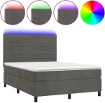 ΚΡΕΒΑΤΙ BOXSPRING ΜΕ ΣΤΡΩΜΑ & LED ΣΚ. ΓΚΡΙ 140X200ΕΚ. ΒΕΛΟΥΔΙΝΟ 3136186