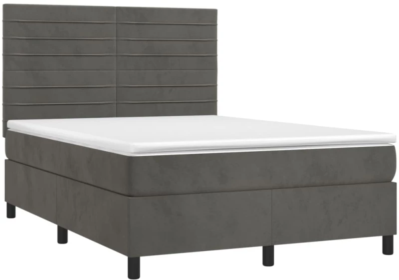 ΚΡΕΒΑΤΙ BOXSPRING ΜΕ ΣΤΡΩΜΑ & LED ΣΚ. ΓΚΡΙ 140X200ΕΚ. ΒΕΛΟΥΔΙΝΟ 3136186