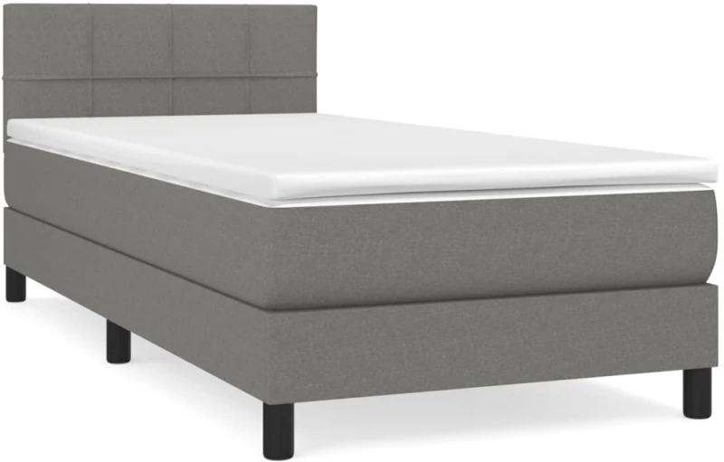 ΚΡΕΒΑΤΙ BOXSPRING ΜΕ ΣΤΡΩΜΑ ΣΚΟΥΡΟ ΓΚΡΙ 100X200 ΕΚ. ΥΦΑΣΜΑΤΙΝΟ 3140034