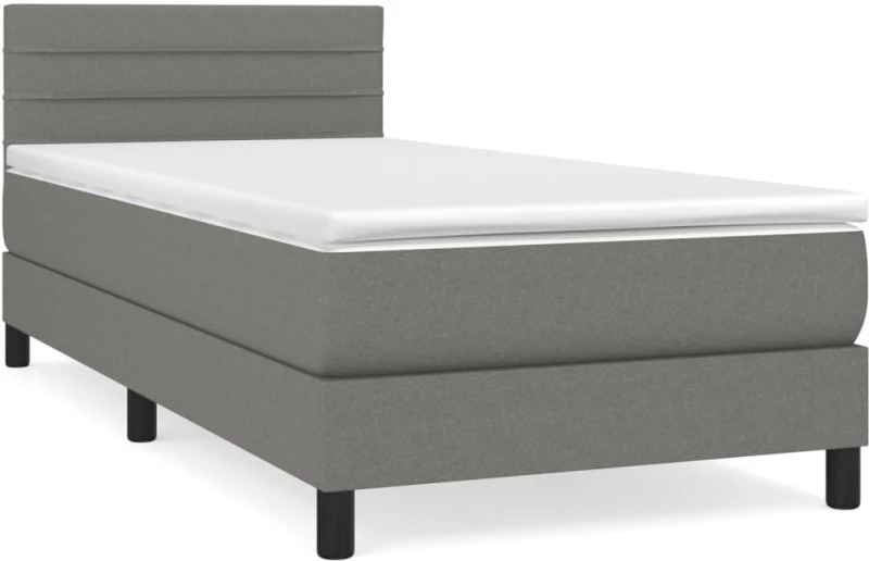 ΚΡΕΒΑΤΙ BOXSPRING ΜΕ ΣΤΡΩΜΑ ΣΚΟΥΡΟ ΓΚΡΙ 90X200 ΕΚ. ΥΦΑΣΜΑΤΙΝΟ 3140106